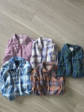 5 Lucky Brand Button Down Plaid Shirts! All Size Medium. Great Condition
